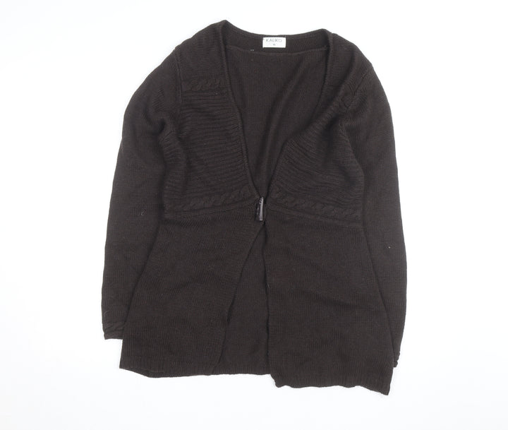 Kaliko Women's Brown Wool Blend Long Sleeve V-Neck Cardigan Size 10