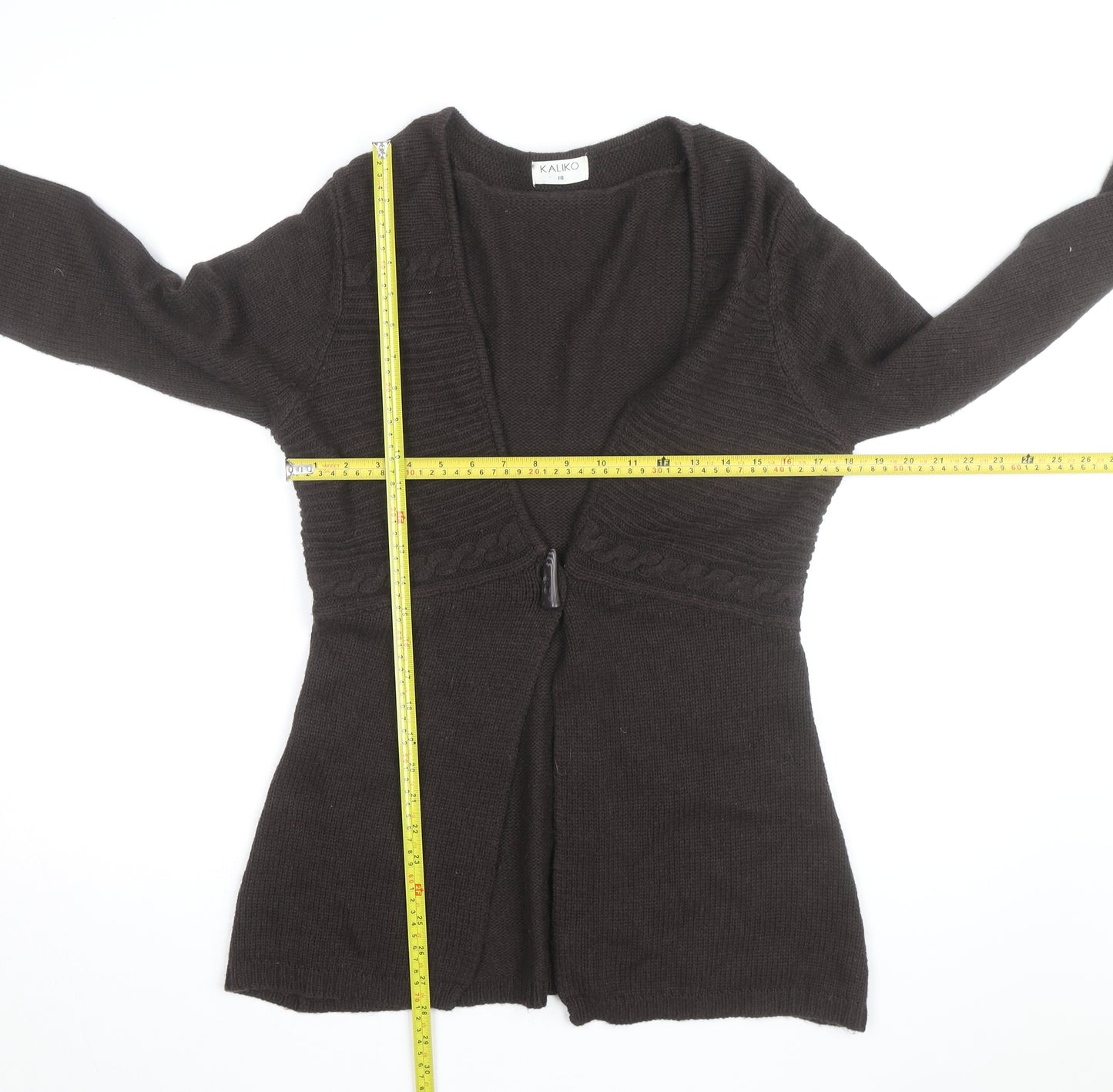 Kaliko Women's Brown Wool Blend Long Sleeve V-Neck Cardigan Size 10