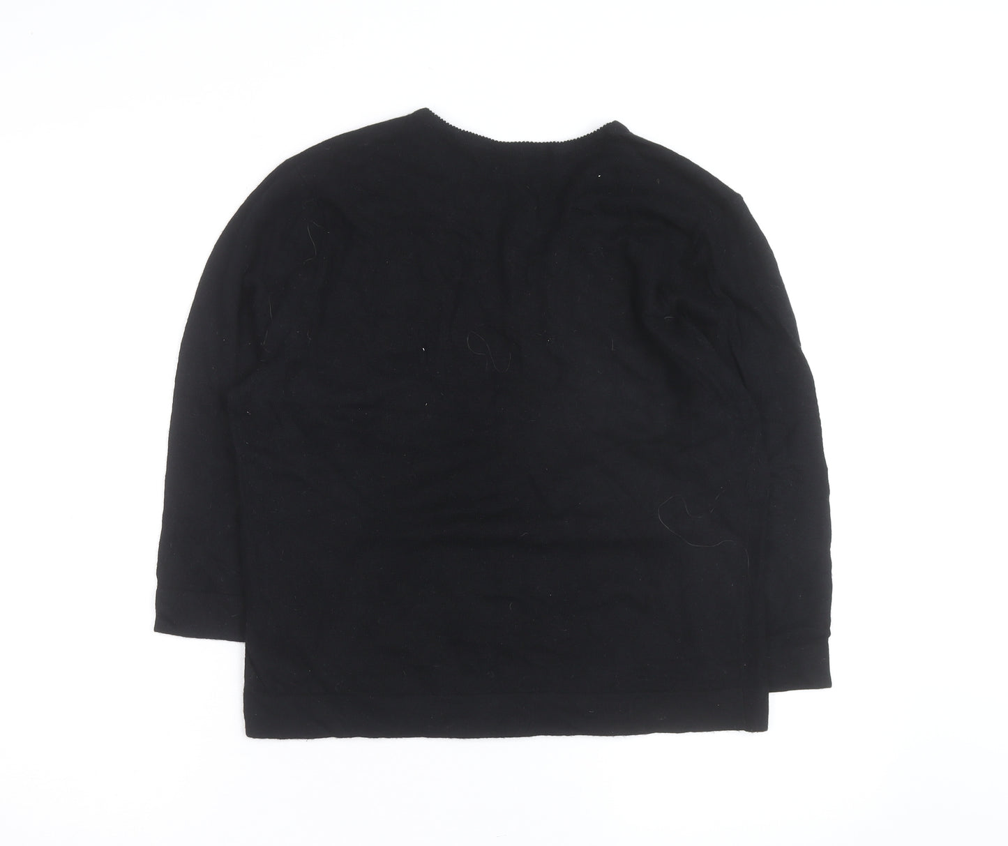 Wallis Women Black Floral Embellished V-Neck Jumper Size 20