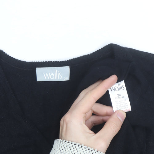 Wallis Women Black Floral Embellished V-Neck Jumper Size 20