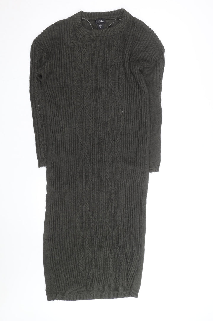 Michael Kors Women Green Knit Jumper Midi Dress Size M