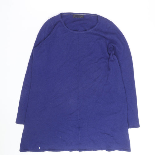 Marks and Spencer Women Blue Cashmere Jumper Size 14 Regular Fit
