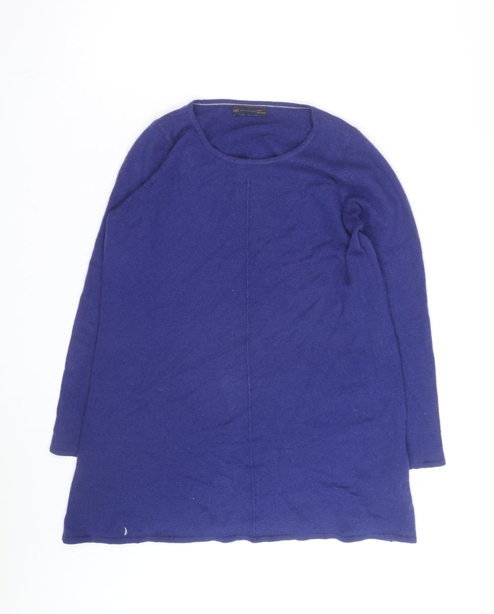 Marks and Spencer Women Blue Cashmere Jumper Size 14 Regular Fit