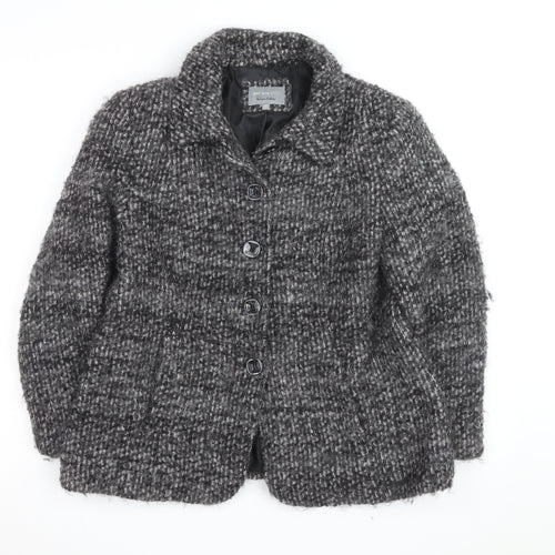 Marks and Spencer Women Grey Wool Blend Check Overcoat Size 14