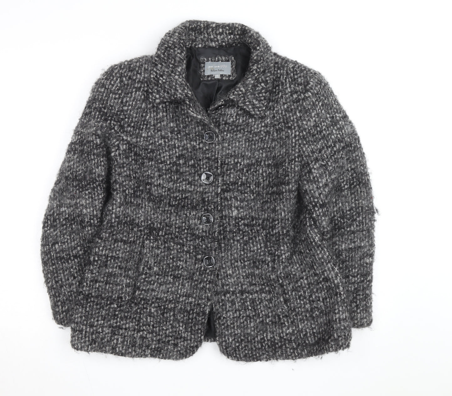 Marks and Spencer Women Grey Wool Blend Check Overcoat Size 14