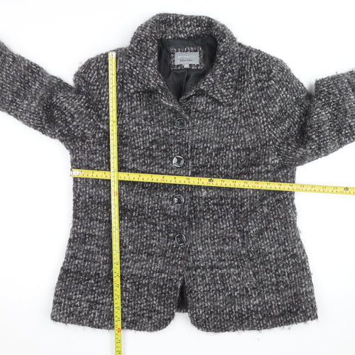 Marks and Spencer Women Grey Wool Blend Check Overcoat Size 14