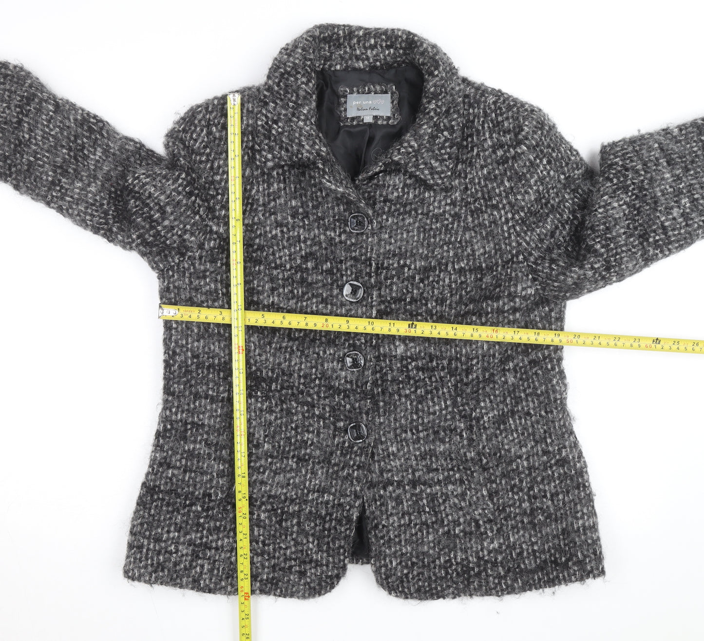 Marks and Spencer Women Grey Wool Blend Check Overcoat Size 14