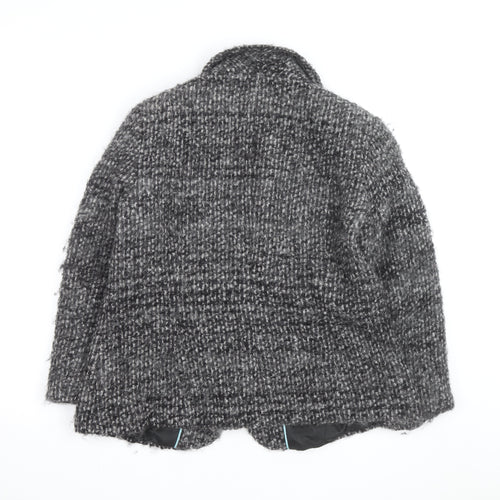 Marks and Spencer Women Grey Wool Blend Check Overcoat Size 14