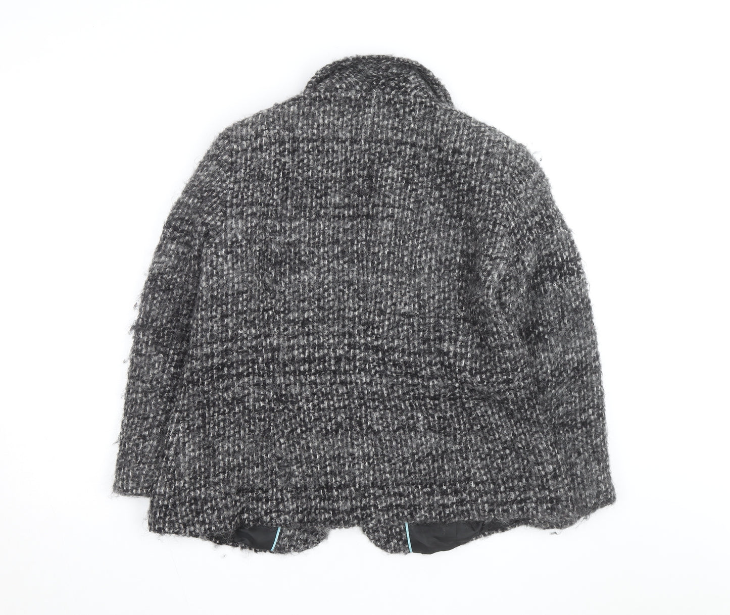 Marks and Spencer Women Grey Wool Blend Check Overcoat Size 14