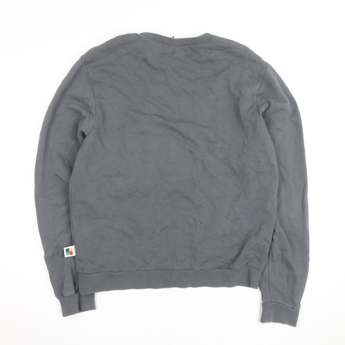Apres Mens Grey Crew Neck Pullover Sweatshirt Medium with Logo Pockets