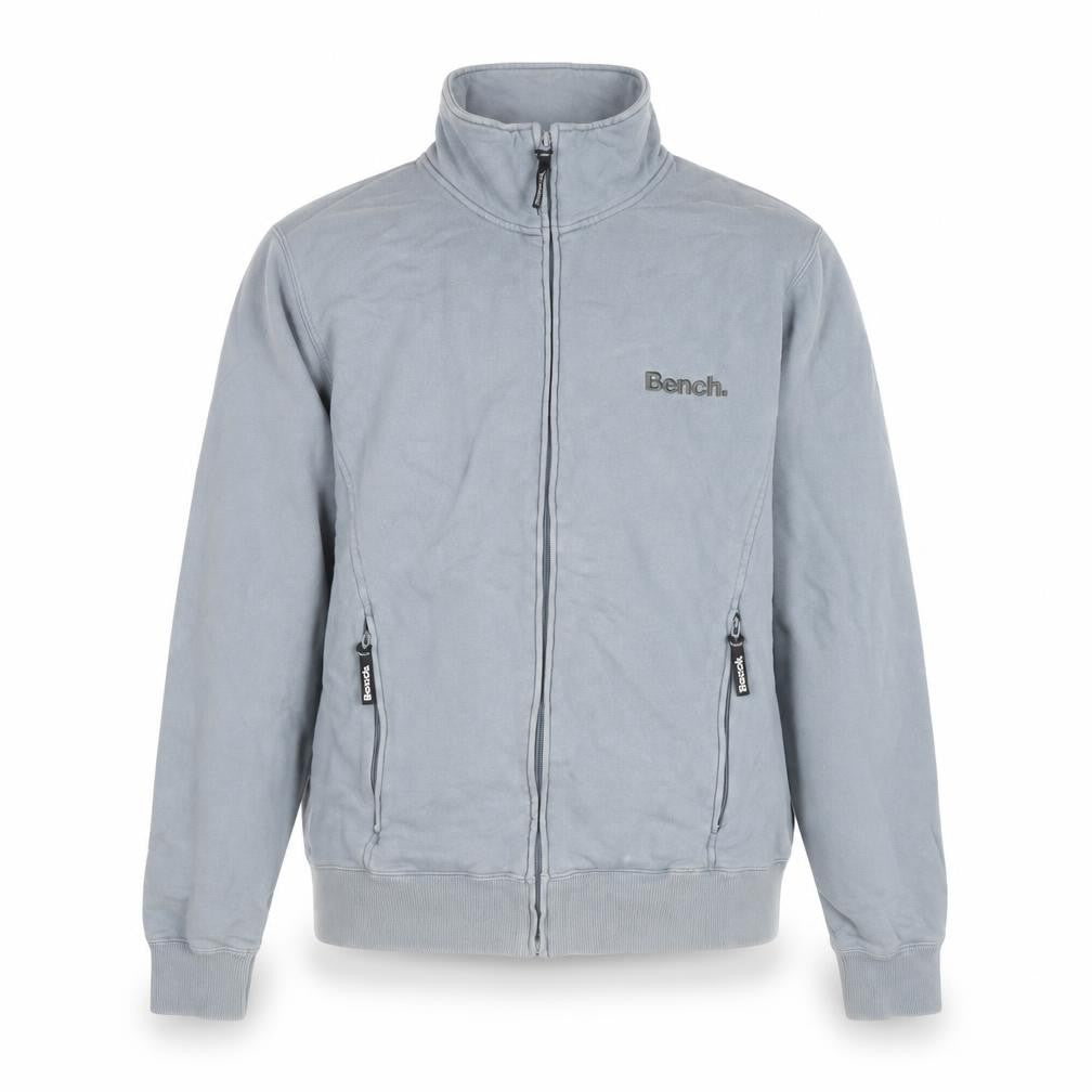 Front view of Bench Men's Blue Full Zip Fleece Sweatshirt, size L