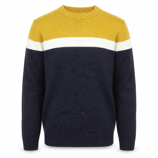 Front view of River Island Men's Blue Yellow Crew Neck jumper XS