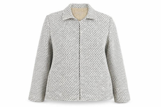Front view of Marks & Spencer Women's Beige Tweed Zip Jacket, size 18