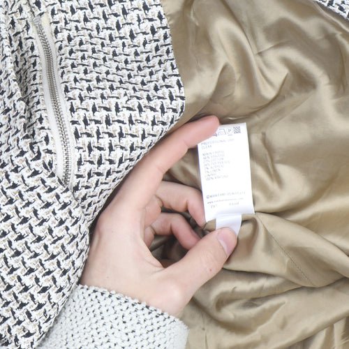Marks and Spencer Women's Beige Tweed Zip Jacket Size 18