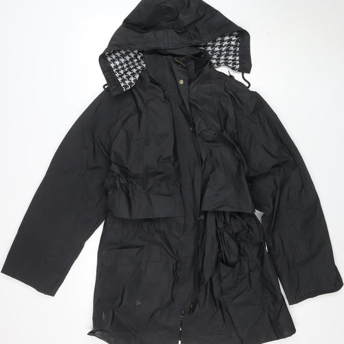 Totes Women's Black Waterproof Rain Coat M Hooded Long PVC Nylon
