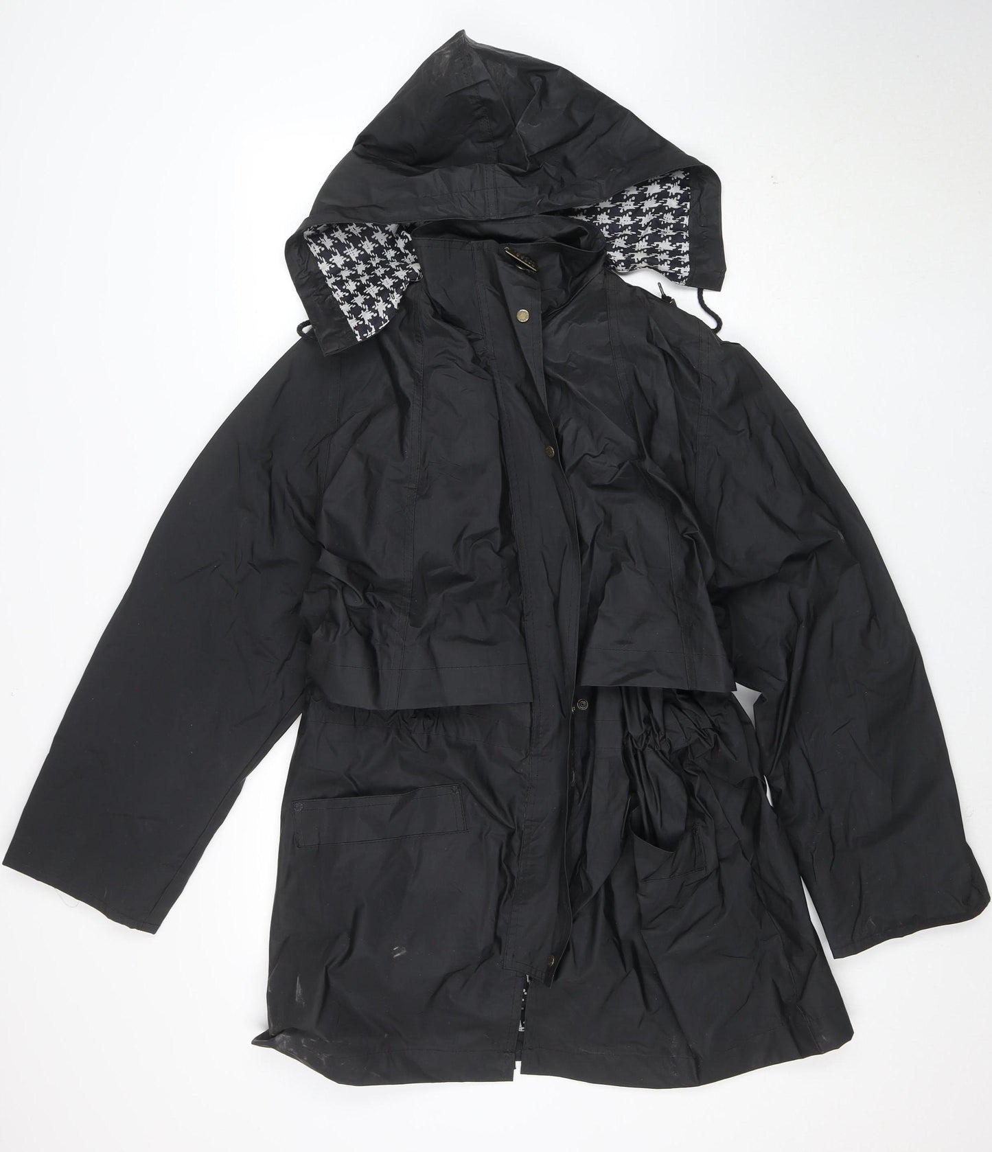 Totes Women's Black Waterproof Rain Coat M Hooded Long PVC Nylon