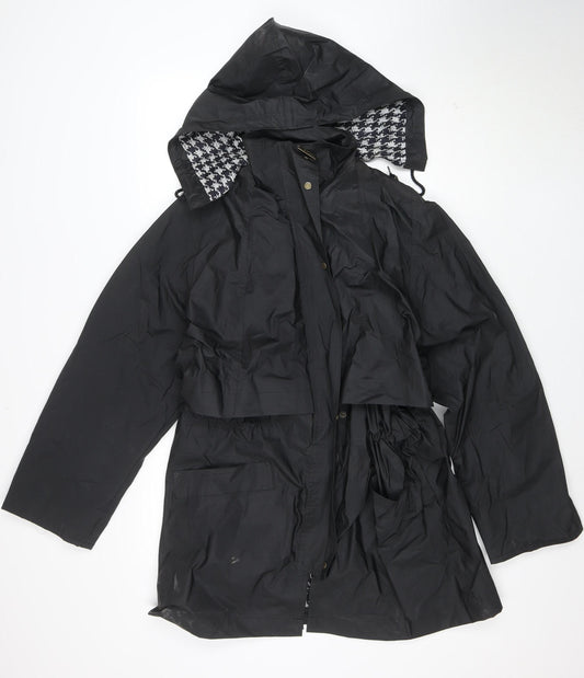 Totes Women's Black Waterproof Rain Coat M Hooded Long PVC Nylon