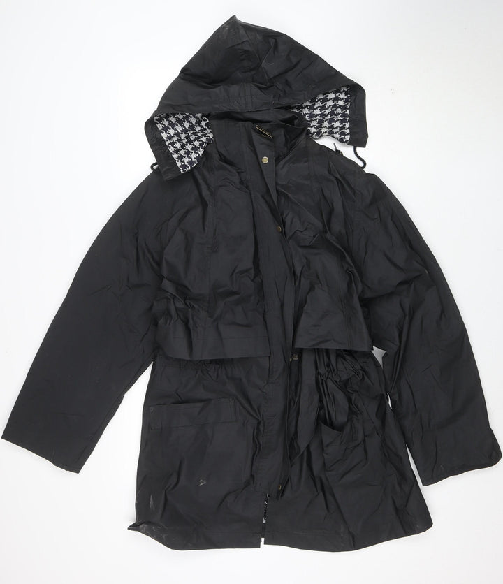 Totes Women's Black Waterproof Rain Coat M Hooded Long PVC Nylon