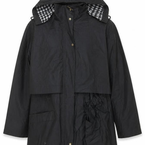 Totes Women's Black Waterproof Rain Coat M Hooded Long PVC Nylon