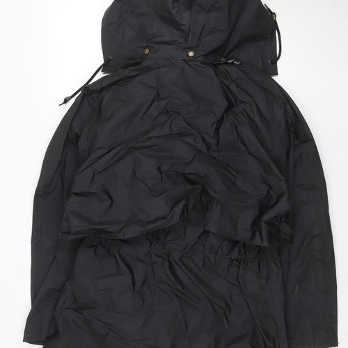 Totes Women's Black Waterproof Rain Coat M Hooded Long PVC Nylon