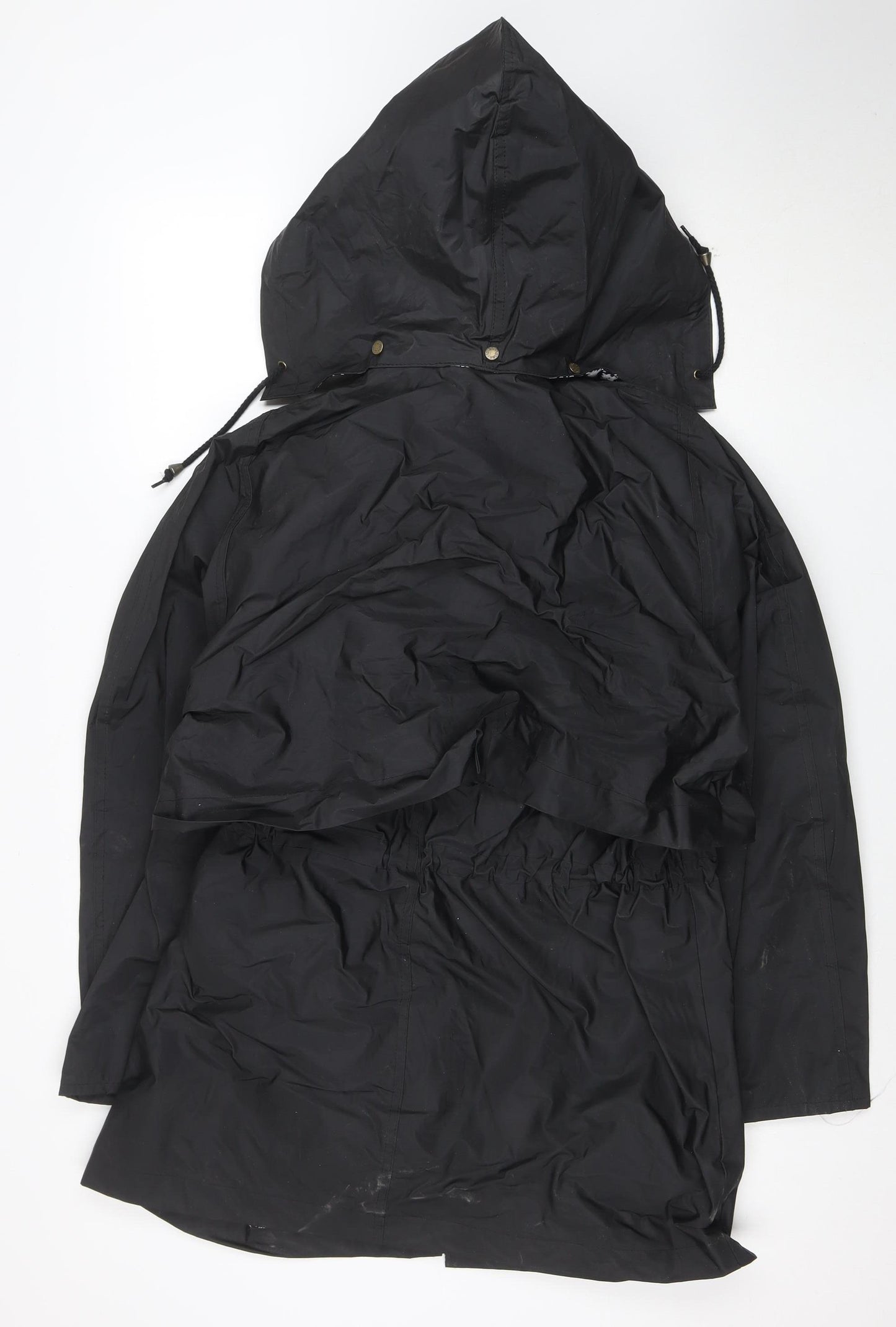 Totes Women's Black Waterproof Rain Coat M Hooded Long PVC Nylon