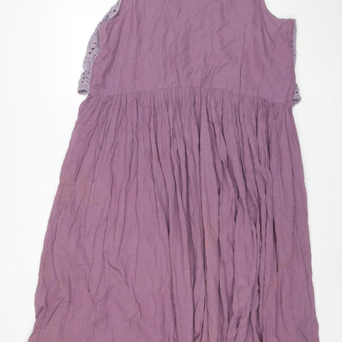 East West Woman Purple Cotton Crochet Fit & Flare Dress XL