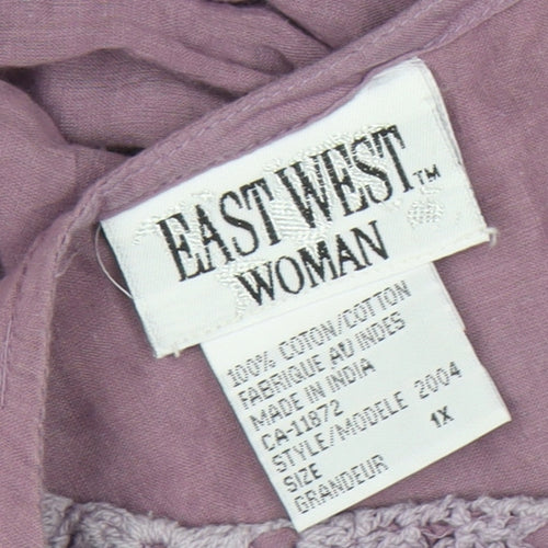 East West Woman Purple Cotton Crochet Fit & Flare Dress XL