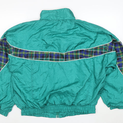 Active Exposure Men's Green Tartan XL Retro Nylon Windbreaker Jacket