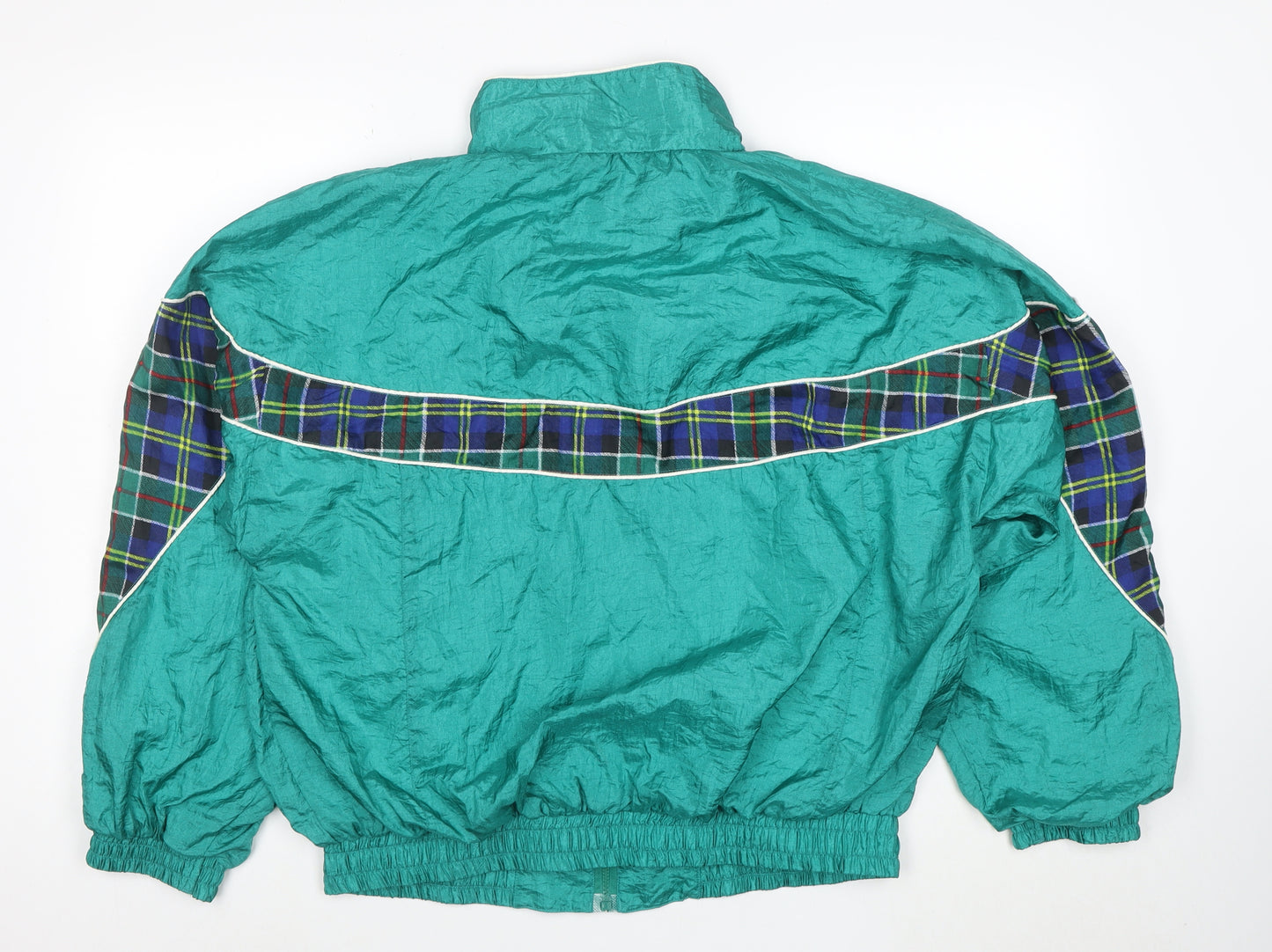 Active Exposure Men's Green Tartan XL Retro Nylon Windbreaker Jacket