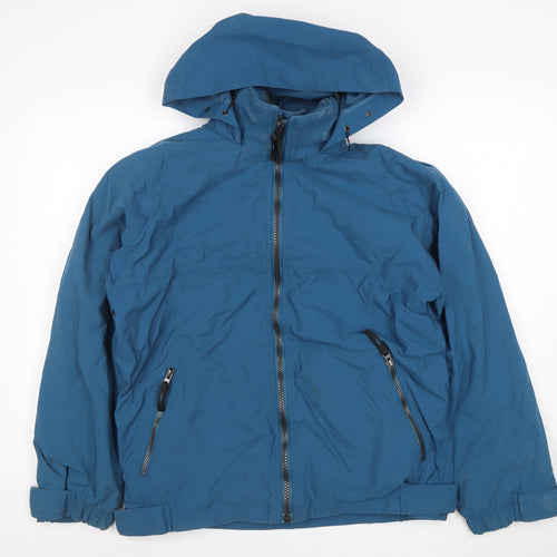 Lee Valley Mens Blue Hooded Waterproof Jacket Size S