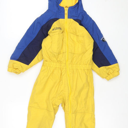 Columbia Boys Yellow Blue Hooded Snowsuit 4 Years Winter Full Zip Outdoor