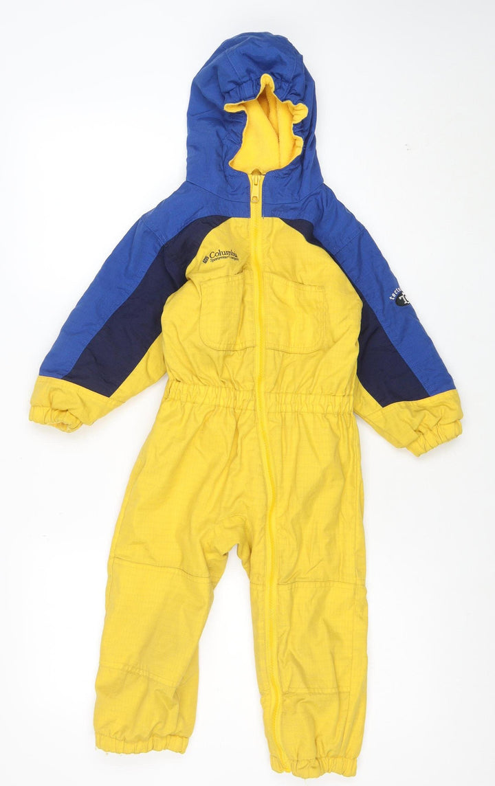Columbia Boys Yellow Blue Hooded Snowsuit 4 Years Winter Full Zip Outdoor