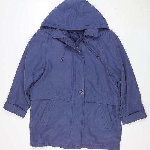Bon Marche Women's Blue Hooded Parka Jacket Size M Regular Fit