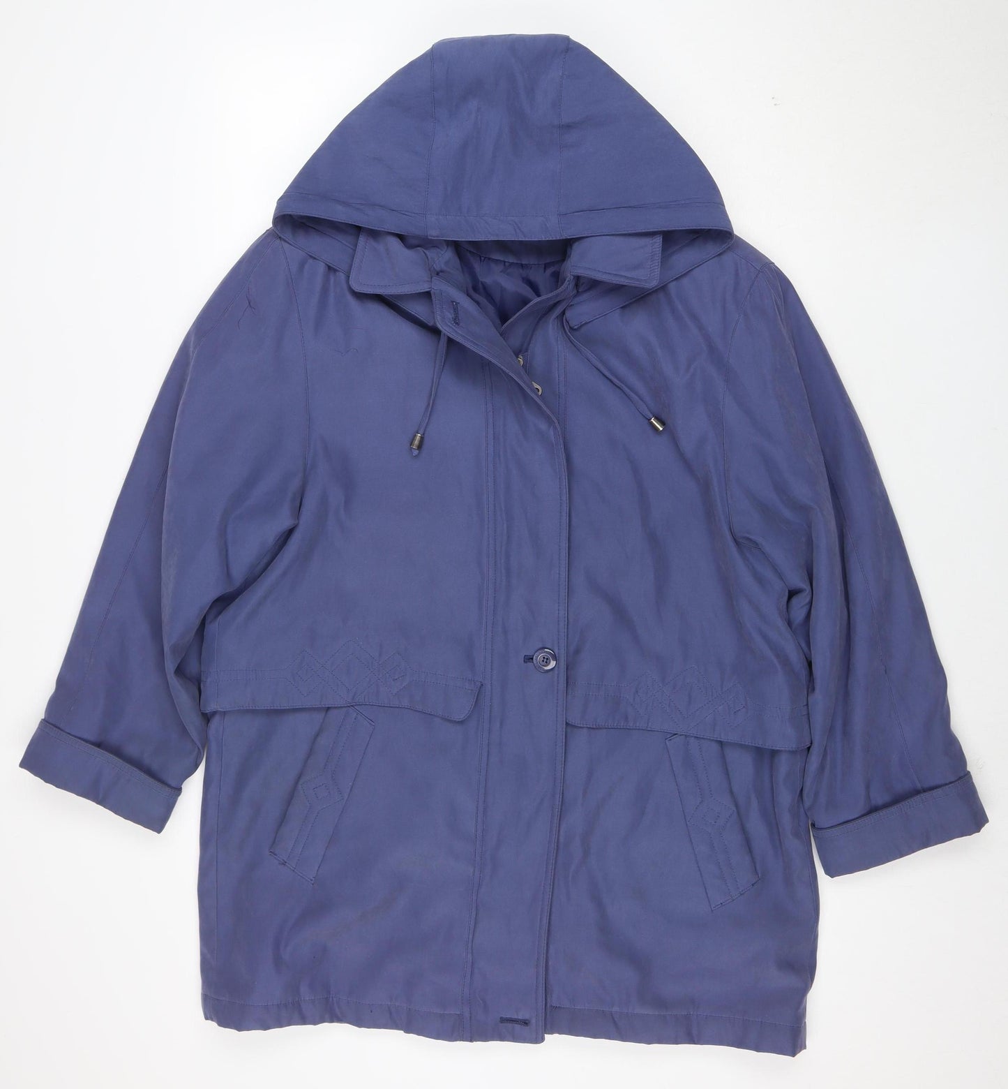 Bon Marche Women's Blue Hooded Parka Jacket Size M Regular Fit