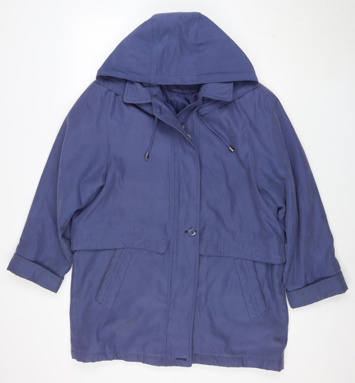 Bon Marche Women's Blue Hooded Parka Jacket Size M Regular Fit