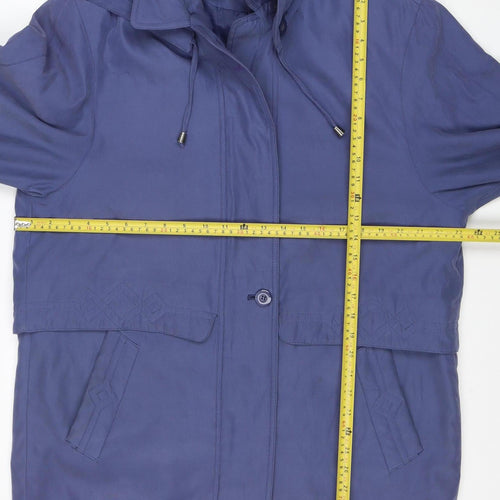 Bon Marche Women's Blue Hooded Parka Jacket Size M Regular Fit