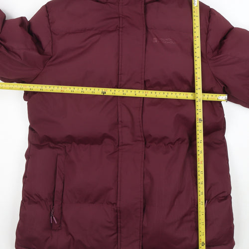 Mountain Warehouse Women's Red Puffer Jacket Size 12 Hooded Water Resistant