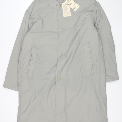 Uniqlo Men's Grey Stand-Up Collar Water Resistant Coat Size S