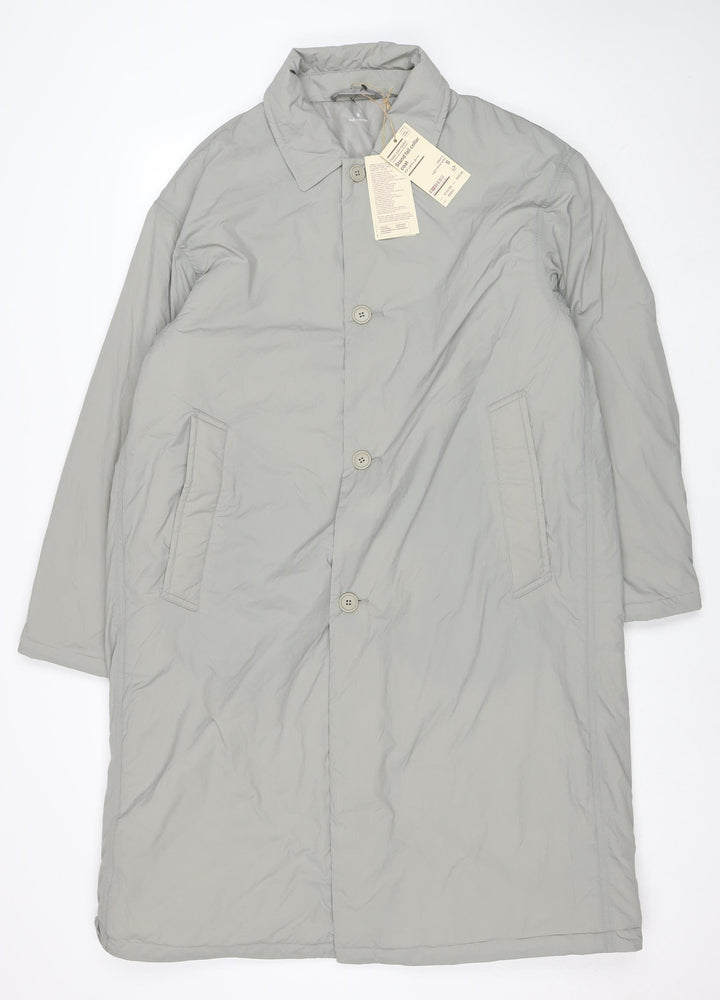 Uniqlo Men's Grey Stand-Up Collar Water Resistant Coat Size S