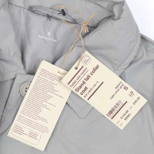 Uniqlo Men's Grey Stand-Up Collar Water Resistant Coat Size S