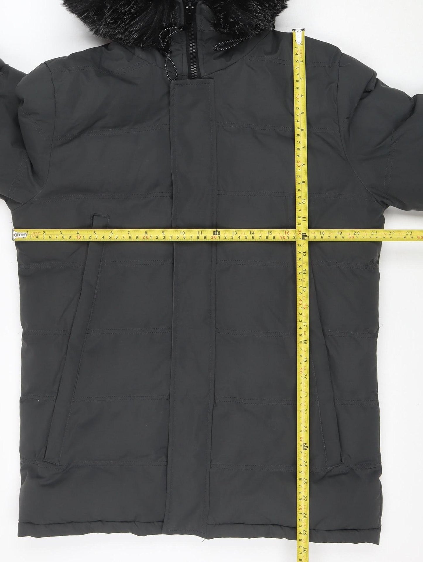 Nines Collection Women's Black Puffer Jacket M Hooded Faux Fur Winter Coat