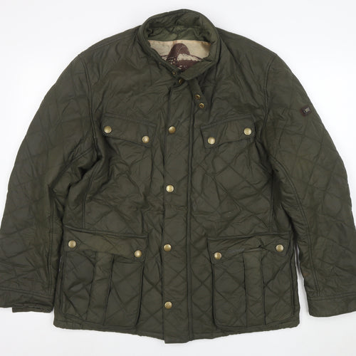 Barbour Men's Green Quilted Jacket L Regular Outdoor Mid-Length