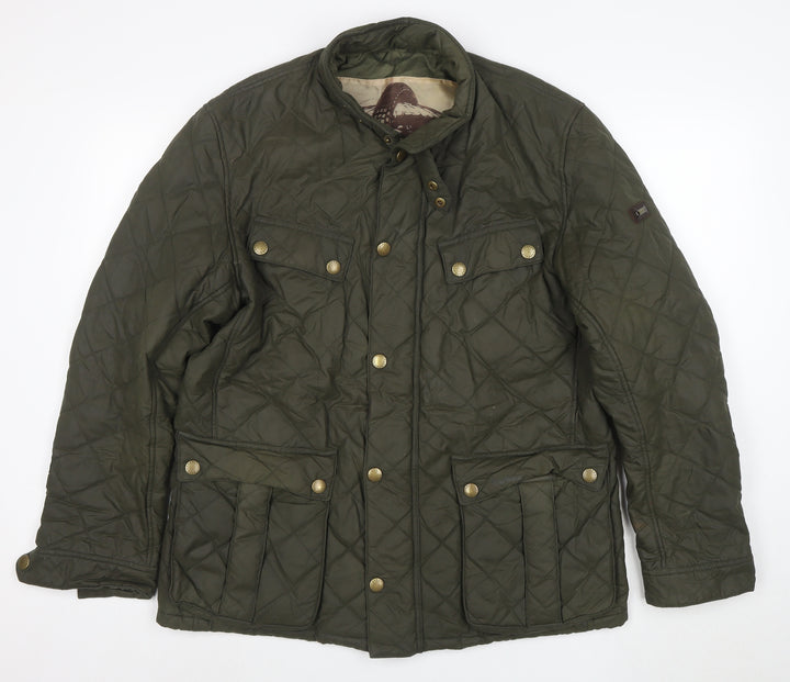 Barbour Men's Green Quilted Jacket L Regular Outdoor Mid-Length