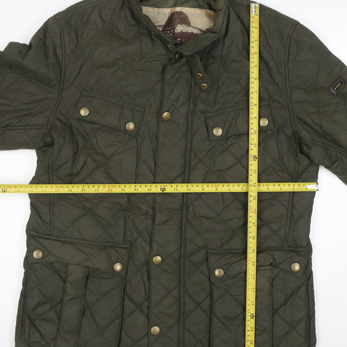 Barbour Men's Green Quilted Jacket L Regular Outdoor Mid-Length
