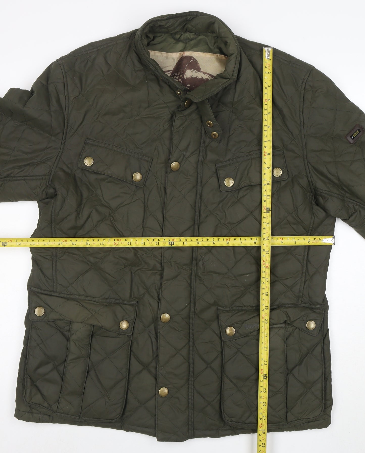 Barbour Men's Green Quilted Jacket L Regular Outdoor Mid-Length