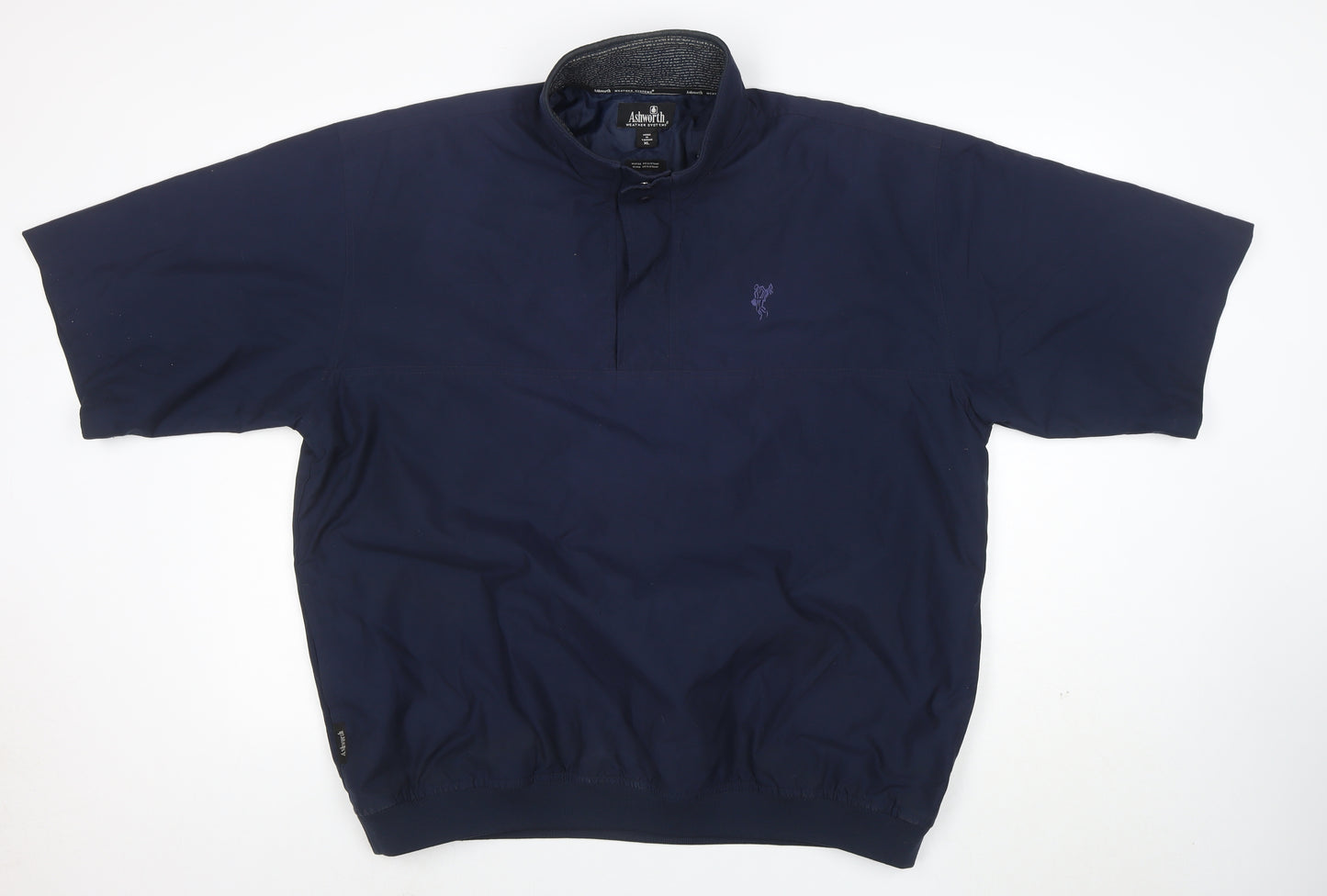 Ashworth Men's Blue XL Weather Systems Short Sleeve Mock Neck T-Shirt