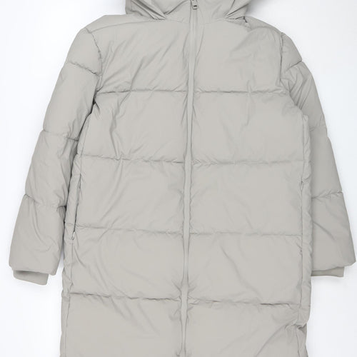 Marks and Spencer Women's Grey Size 10 Long Hooded Puffer Coat