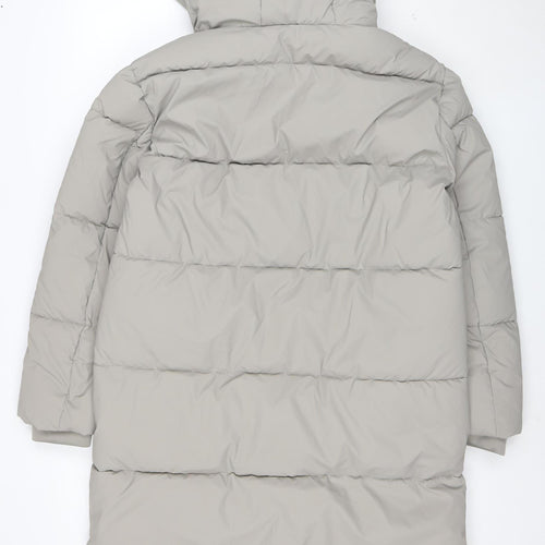 Marks and Spencer Women's Grey Size 10 Long Hooded Puffer Coat