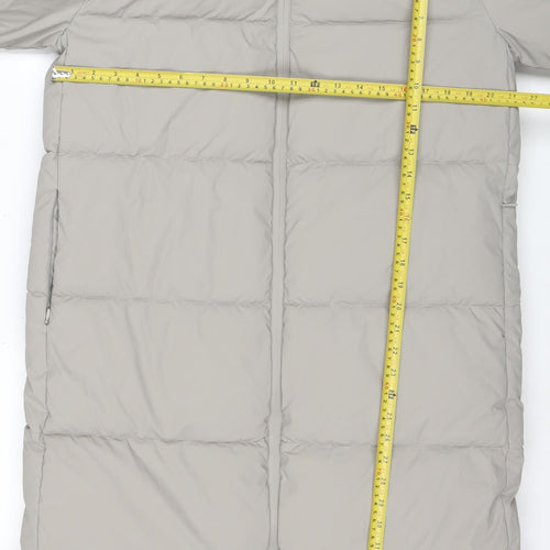 Marks and Spencer Women's Grey Size 10 Long Hooded Puffer Coat