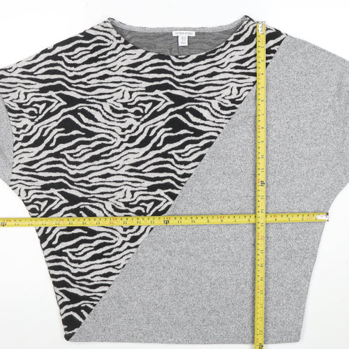 Sonder Studio Womens Grey Zebra Print Relaxed Knit Jumper Size 10